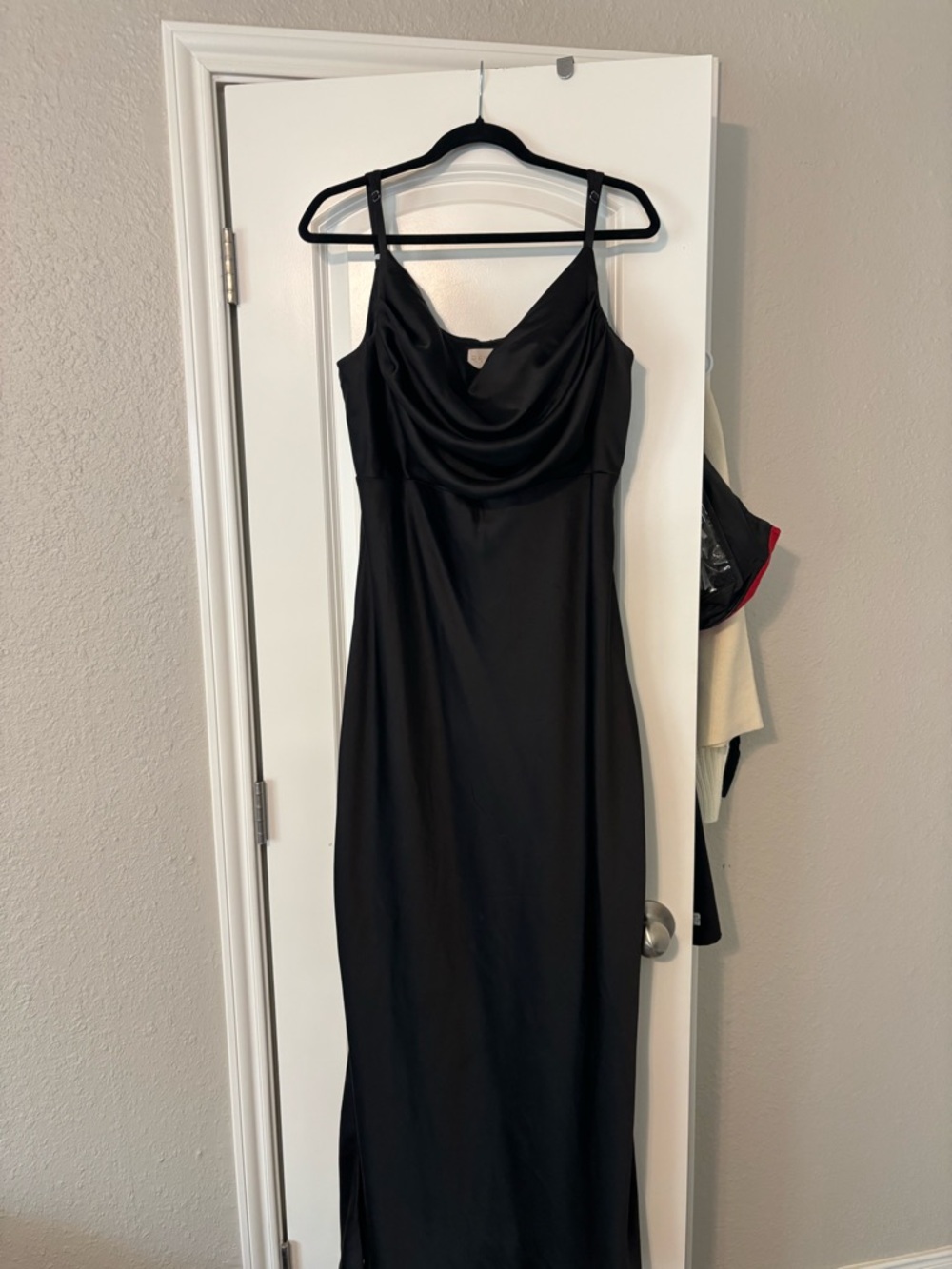 Revelry elegant Black Slip Maxi Dress with Cowl Neck